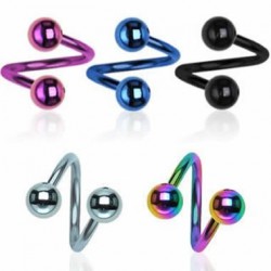 Titanium Anodized Surgical Steel Balls Sprial / Twister Barbells