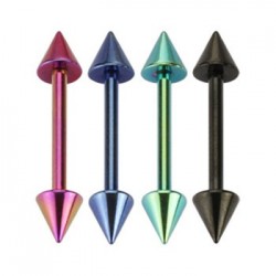 Titanium Anodized Surgical Steel Cone Straight Barbells