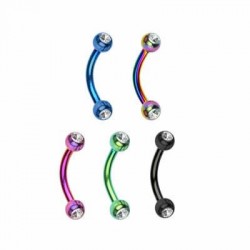 Titanium Anodized Jeweled Surgical Steel Banana / Curved Barbells