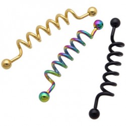 Titanium Anodized Surgical Steel Spiral Industrial Barbells