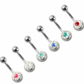 Surgical Steel Navel Belly Ring with Epoxy Crystaline 8mm Ball