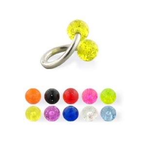 Glitter Acrylic UV Balls Sprial / Twister Barbells