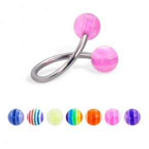 Multi Striped Colors Acrylic UV Balls Sprial / Twister Barbells